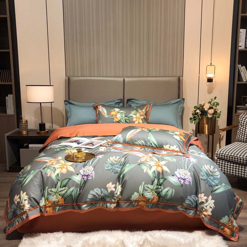 HKM-336531 Four-Piece Long-Staple Cotton Villa Quilt Cover Set for 1.5m and 1.8m Beds