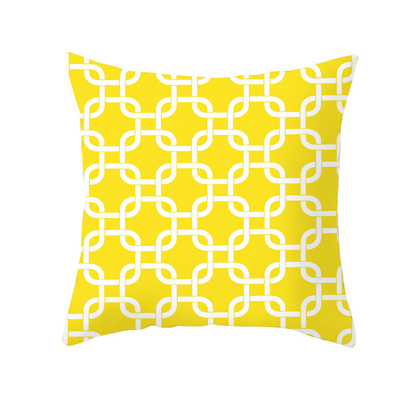HKM-336595 Geometric Stripes Peach Skin Cushion Cover - 45x45cm Decorative Pillowcase