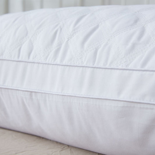 HKM-336659 White Cotton Quilted Three-Dimensional Pillow, 15.1-20cm Height, 42x75cm Size