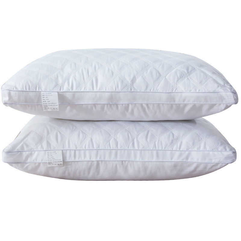 HKM-336659 White Cotton Quilted Three-Dimensional Pillow, 15.1-20cm Height, 42x75cm Size