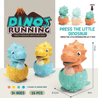 HKM-336787 Dinosaur Egg Press and Go Toy Car - Mini Inertia Friction Pull Back Vehicle for Kids