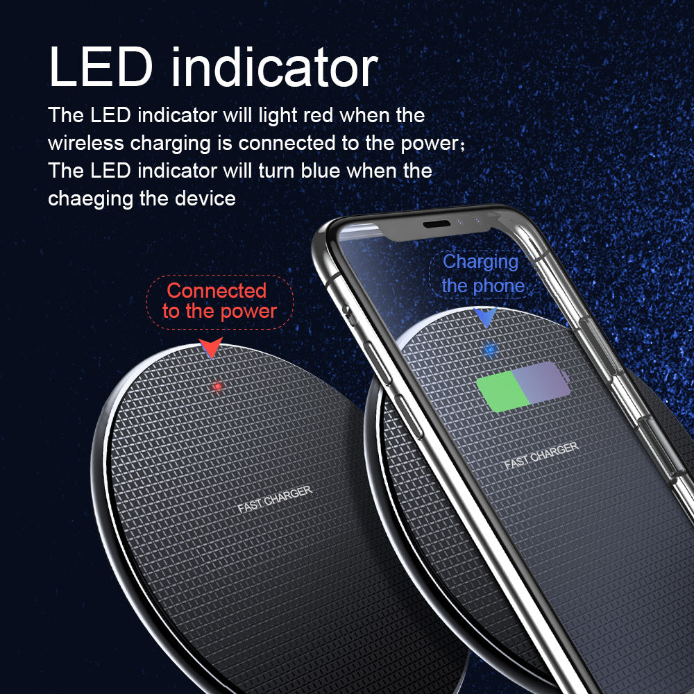 HKM-336915 10W Wireless Mobile Phone Charger with Micro Data Line Interface - Fast Charging, Multiple Color Options