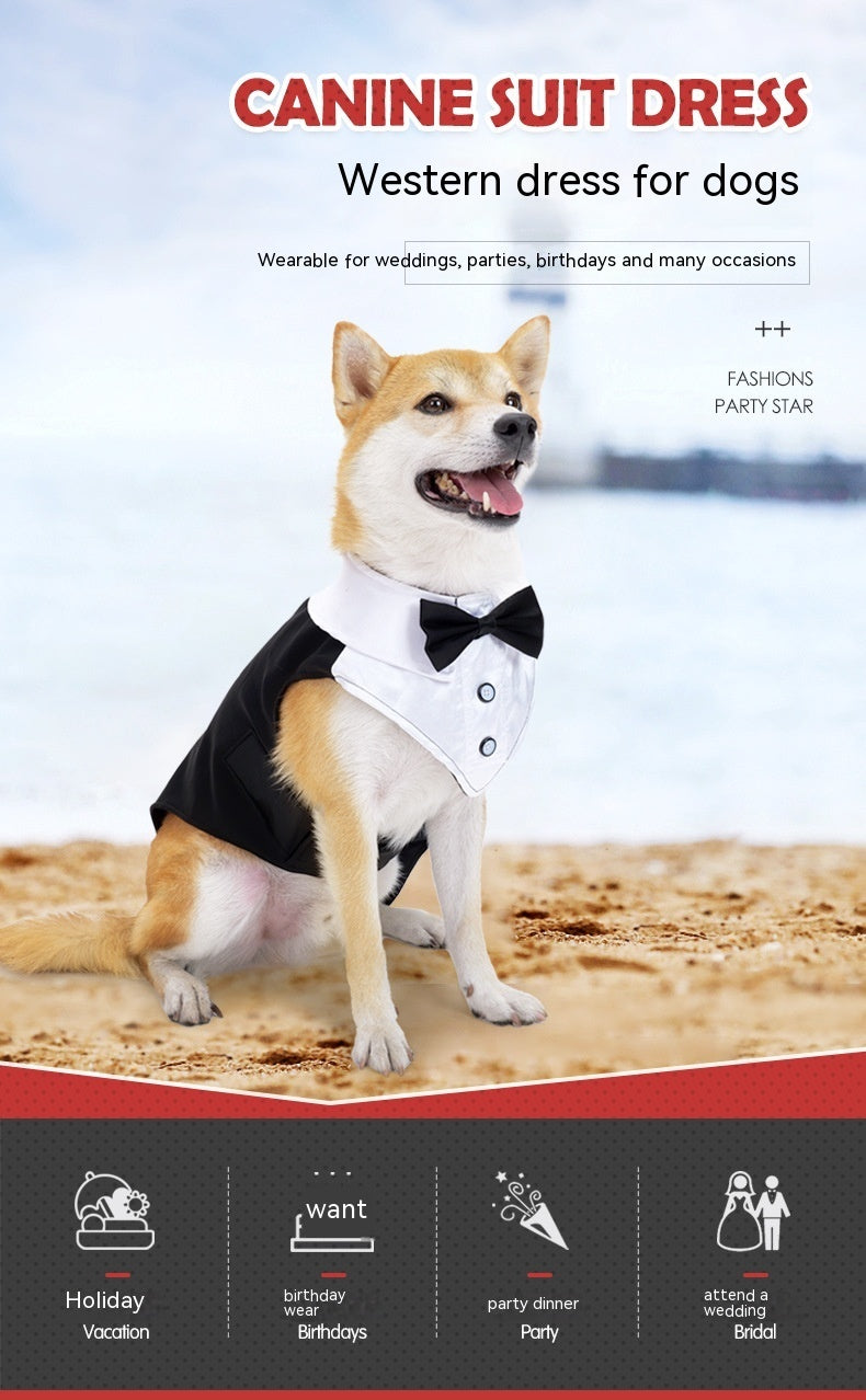 HKM-337299 Stylish Black and Gray Plaid Holiday Dog Outfit for Weddings and Parties