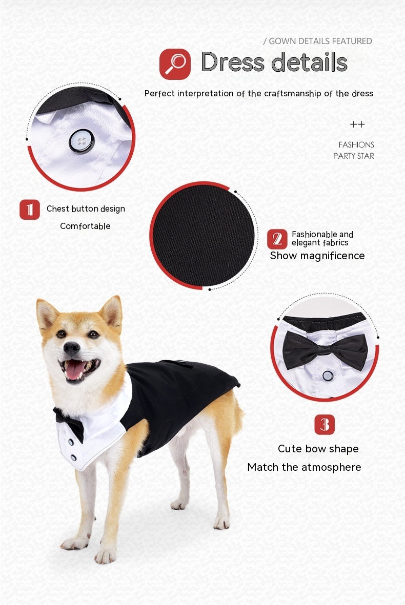HKM-337299 Stylish Black and Gray Plaid Holiday Dog Outfit for Weddings and Parties