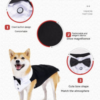 HKM-337299 Stylish Black and Gray Plaid Holiday Dog Outfit for Weddings and Parties