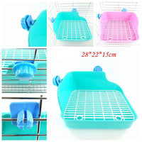 HKM-337363 Eco-Friendly Plastic Rabbit, Chinchilla, and Guinea Pig Corner Toilet with Urine Splash Guard in Pink, Blue, Green