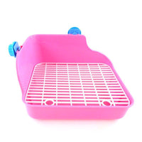 HKM-337363 Eco-Friendly Plastic Rabbit, Chinchilla, and Guinea Pig Corner Toilet with Urine Splash Guard in Pink, Blue, Green