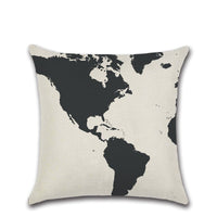 HKM-337363 Navigation Series Map Pillow Cover - Simple & Modern Linen Cushion Cover (45x45cm) with PP Cotton Filler for Living Room