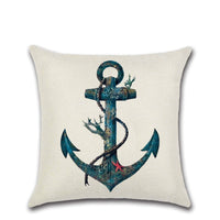 HKM-337363 Navigation Series Map Pillow Cover - Simple & Modern Linen Cushion Cover (45x45cm) with PP Cotton Filler for Living Room