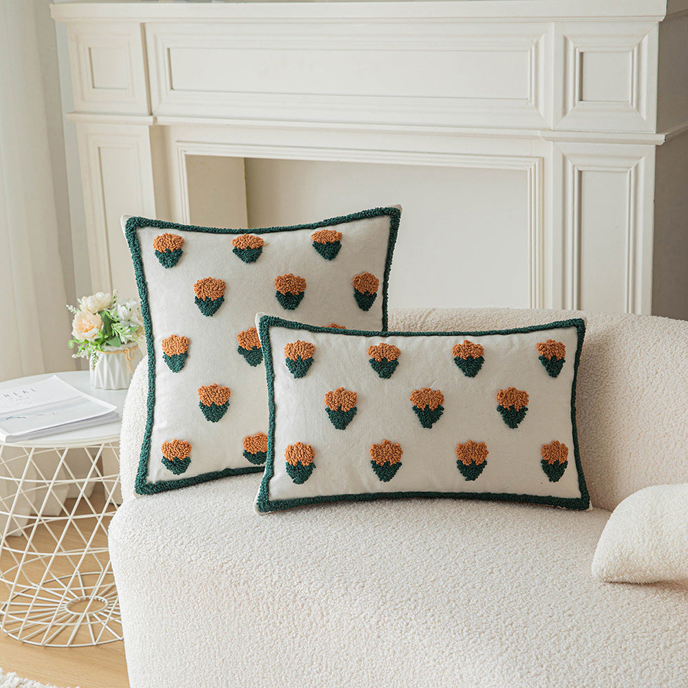 HKM-337491 Cactus and Flower Tufted Throw Pillow Cover, 45x45cm and 30x50cm Options