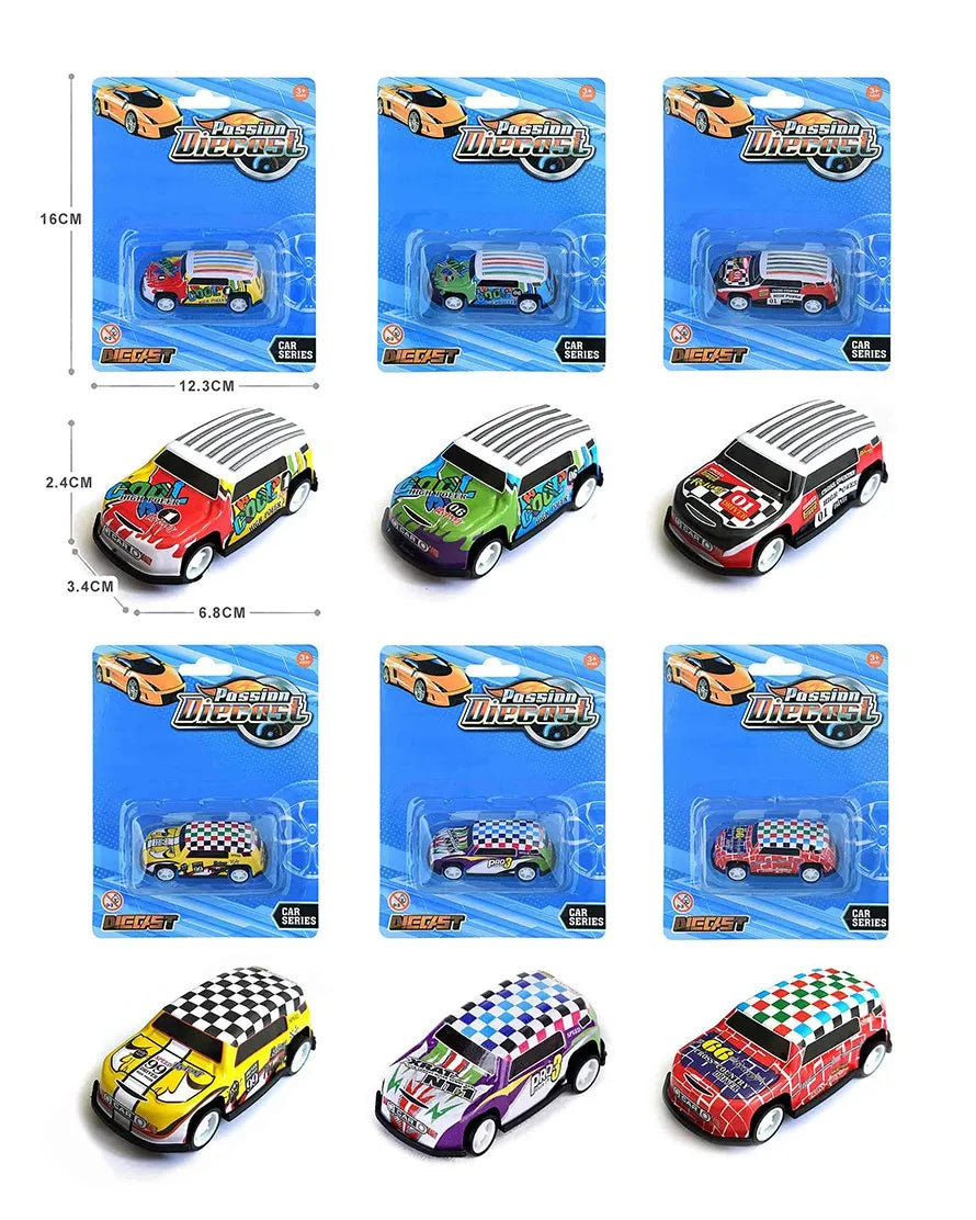 HKM-337491 Diecast 1:64 Scale Pull Back Race Car Model - Alloy & Plastic Toy Vehicle Collection