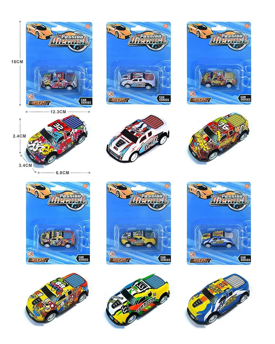 HKM-337491 Diecast 1:64 Scale Pull Back Race Car Model - Alloy & Plastic Toy Vehicle Collection