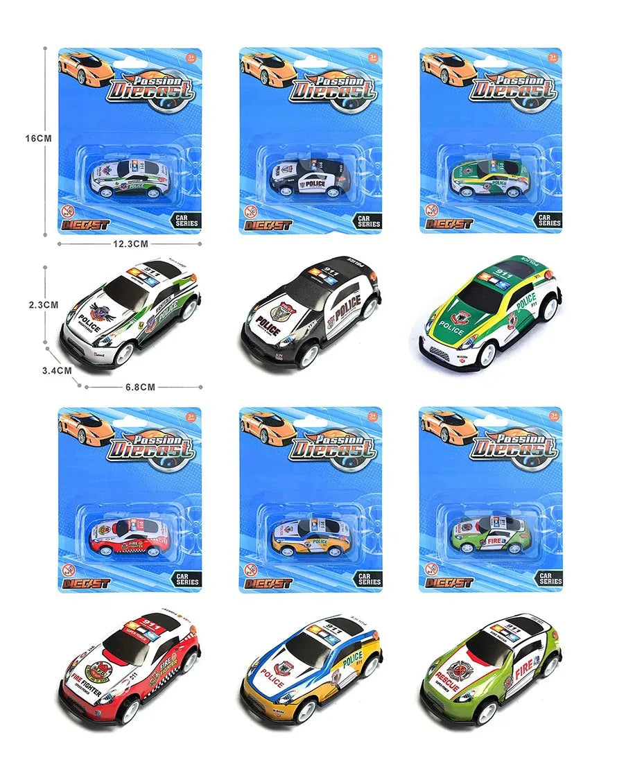 HKM-337491 Diecast 1:64 Scale Pull Back Race Car Model - Alloy & Plastic Toy Vehicle Collection
