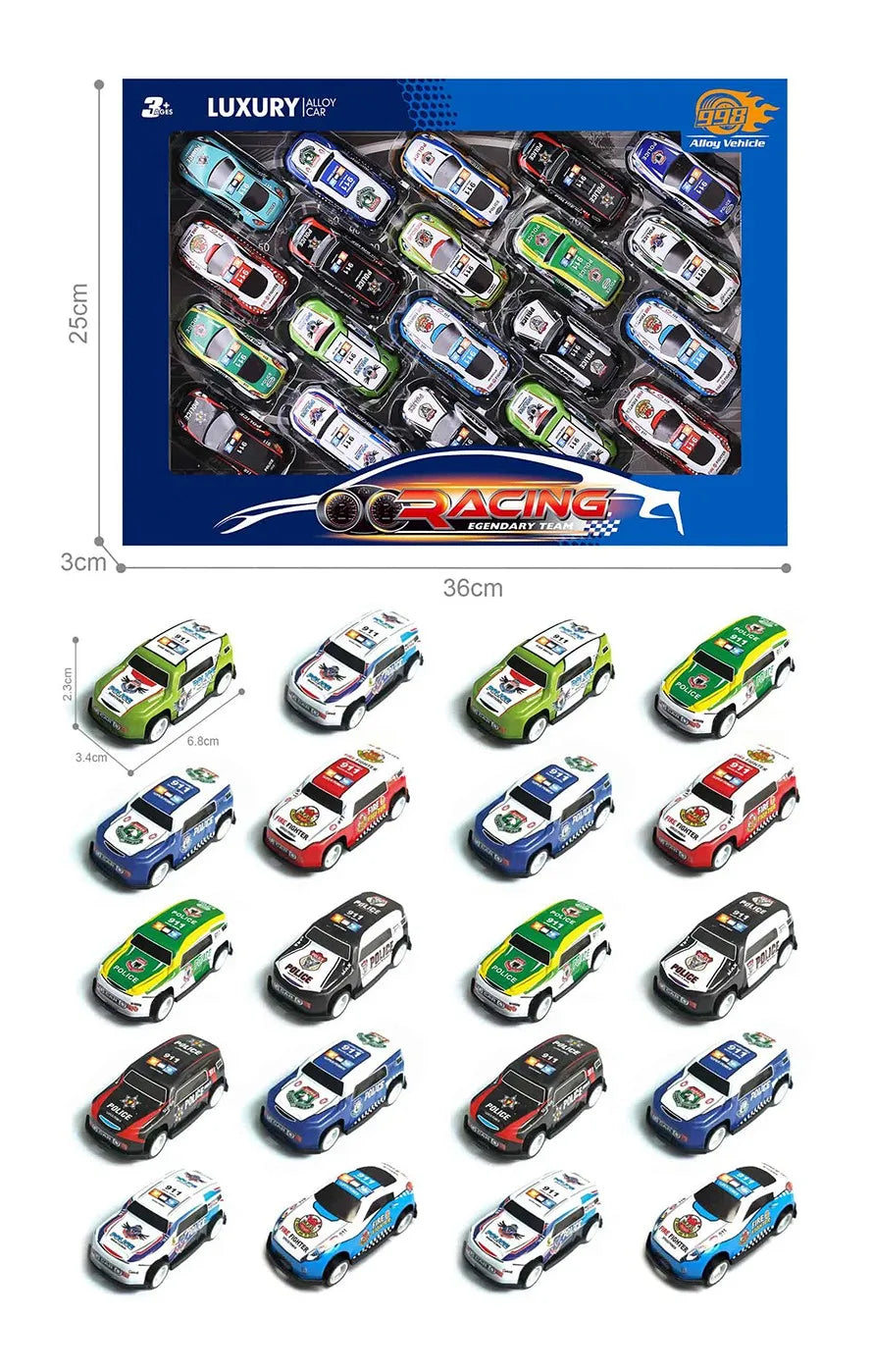 HKM-337491 Diecast 1:64 Scale Pull Back Race Car Model - Alloy & Plastic Toy Vehicle Collection
