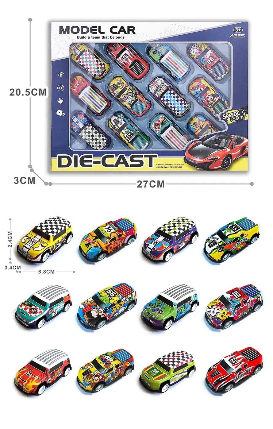 HKM-337491 Diecast 1:64 Scale Pull Back Race Car Model - Alloy & Plastic Toy Vehicle Collection