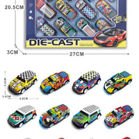 HKM-337491 Diecast 1:64 Scale Pull Back Race Car Model - Alloy & Plastic Toy Vehicle Collection