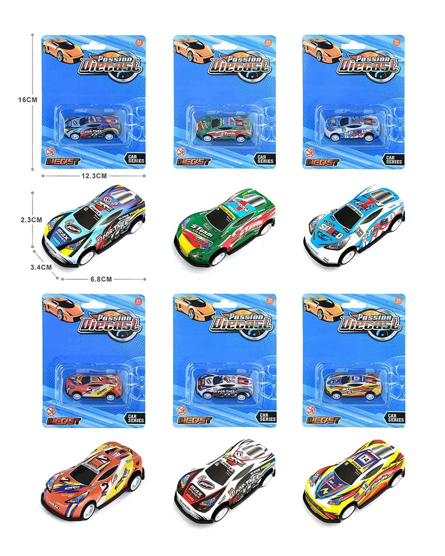 HKM-337491 Diecast 1:64 Scale Pull Back Race Car Model - Alloy & Plastic Toy Vehicle Collection
