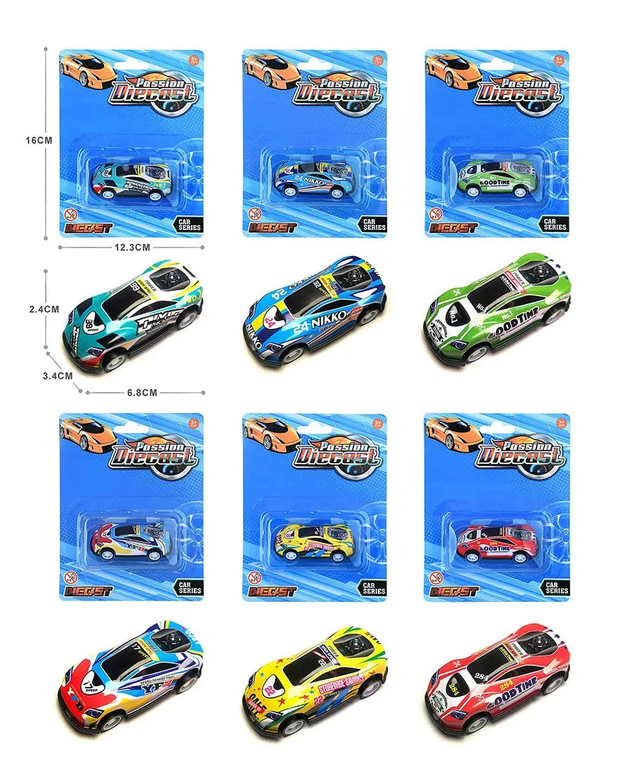 HKM-337491 Diecast 1:64 Scale Pull Back Race Car Model - Alloy & Plastic Toy Vehicle Collection