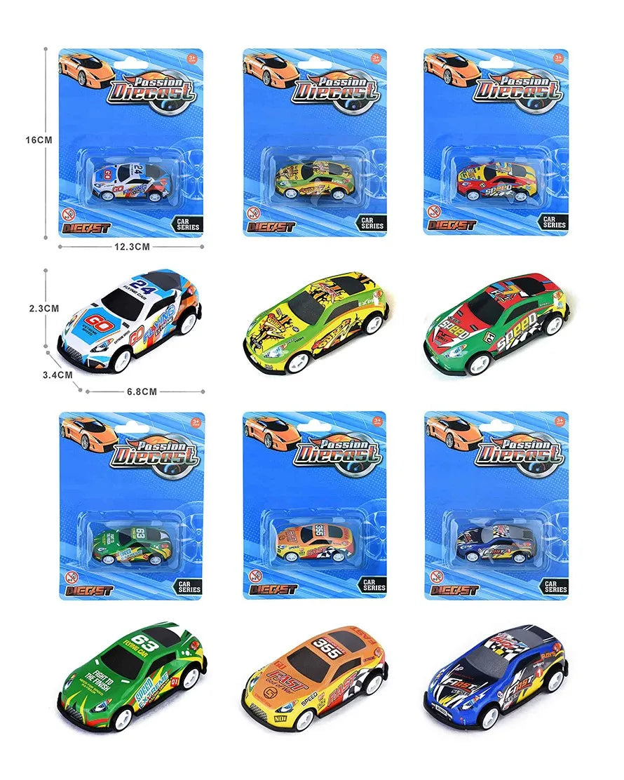 HKM-337491 Diecast 1:64 Scale Pull Back Race Car Model - Alloy & Plastic Toy Vehicle Collection