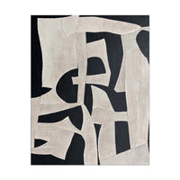 HKM-337619 Handmade Oil Painting on Canvas - Modern Abstract Black and White Texture Art for Home Decor, Unstretched & Frameless
