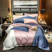 HKM-337683 Cotton Duvet Cover Set with Contrasting Color Stitching for Double Bed - 4 Pieces