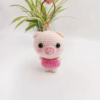HKM-337683 Handcrafted Cartoon Animal Knitted Keychain - Adorable Animal Pendant for Bags & Accessories