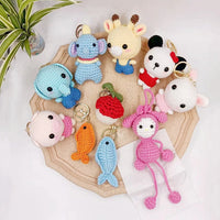 HKM-337683 Handcrafted Cartoon Animal Knitted Keychain - Adorable Animal Pendant for Bags & Accessories
