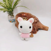 HKM-337683 Handcrafted Cartoon Animal Knitted Keychain - Adorable Animal Pendant for Bags & Accessories