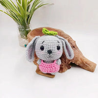 HKM-337683 Handcrafted Cartoon Animal Knitted Keychain - Adorable Animal Pendant for Bags & Accessories