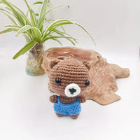 HKM-337683 Handcrafted Cartoon Animal Knitted Keychain - Adorable Animal Pendant for Bags & Accessories
