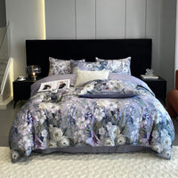 HKM-337683 Pastoral Style Double-Strand Long-Staple Cotton Printed Quilt Cover Set with Duvet Cover and Pillowcases