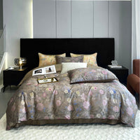 HKM-337683 Pastoral Style Double-Strand Long-Staple Cotton Printed Quilt Cover Set with Duvet Cover and Pillowcases
