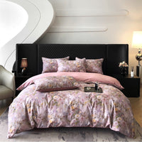HKM-337683 Pastoral Style Double-Strand Long-Staple Cotton Printed Quilt Cover Set with Duvet Cover and Pillowcases