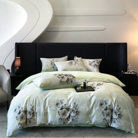 HKM-337683 Pastoral Style Double-Strand Long-Staple Cotton Printed Quilt Cover Set with Duvet Cover and Pillowcases