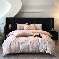 HKM-337683 Pastoral Style Double-Strand Long-Staple Cotton Printed Quilt Cover Set with Duvet Cover and Pillowcases