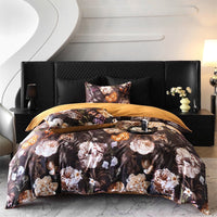 HKM-337683 Pastoral Style Double-Strand Long-Staple Cotton Printed Quilt Cover Set with Duvet Cover and Pillowcases