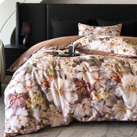 HKM-337683 Pastoral Style Double-Strand Long-Staple Cotton Printed Quilt Cover Set with Duvet Cover and Pillowcases