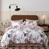 HKM-337683 Pastoral Style Double-Strand Long-Staple Cotton Printed Quilt Cover Set with Duvet Cover and Pillowcases