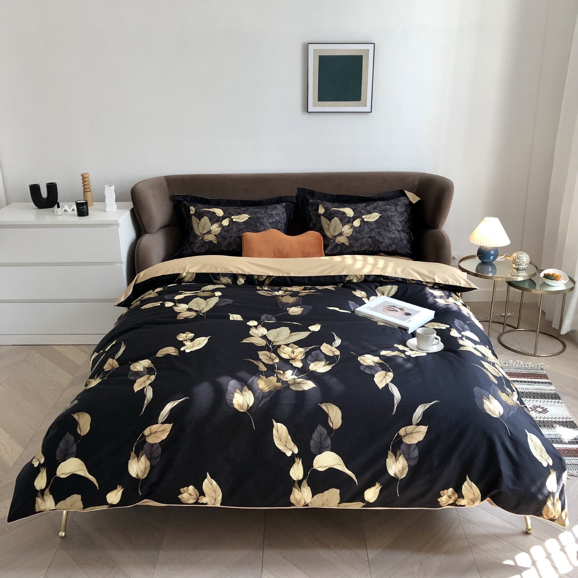HKM-337683 Pastoral Style Double-Strand Long-Staple Cotton Printed Quilt Cover Set with Duvet Cover and Pillowcases
