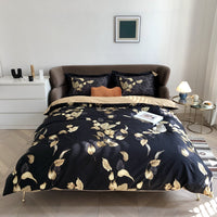 HKM-337683 Pastoral Style Double-Strand Long-Staple Cotton Printed Quilt Cover Set with Duvet Cover and Pillowcases