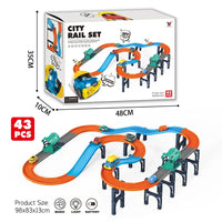 HKM-337939 Electric Speed Racing Track Car Set with Lights and Music for Kids - DIY Assembly Railway Toy