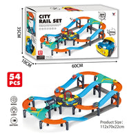 HKM-337939 Electric Speed Racing Track Car Set with Lights and Music for Kids - DIY Assembly Railway Toy