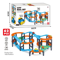 HKM-337939 Electric Speed Racing Track Car Set with Lights and Music for Kids - DIY Assembly Railway Toy