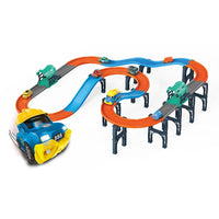 HKM-337939 Electric Speed Racing Track Car Set with Lights and Music for Kids - DIY Assembly Railway Toy