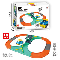 HKM-337939 Electric Speed Racing Track Car Set with Lights and Music for Kids - DIY Assembly Railway Toy