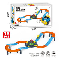 HKM-337939 Electric Speed Racing Track Car Set with Lights and Music for Kids - DIY Assembly Railway Toy