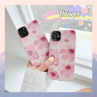 HKM-337939 Flower-Themed Soft Rubber Phone Case for Apple Devices - All-Inclusive Design with Lanyard Hole