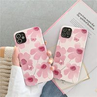 HKM-337939 Flower-Themed Soft Rubber Phone Case for Apple Devices - All-Inclusive Design with Lanyard Hole