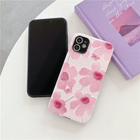HKM-337939 Flower-Themed Soft Rubber Phone Case for Apple Devices - All-Inclusive Design with Lanyard Hole