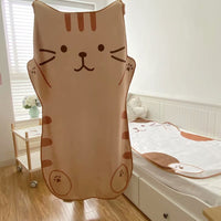 HKM-338003 Cute Cartoon Cat Flannel Blanket for Kids - Japanese Style, 155CM x 88CM